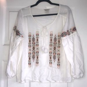 LAST CALL Donating 3/25 Aristotle Embroidered Peasant Tunic Blouse Top M